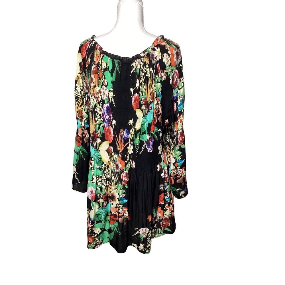 Spense Floral Bell Sleeve Tunic Women Size 2X Smocked Waist Boho Whimsigoth - Picture 2 of 7
